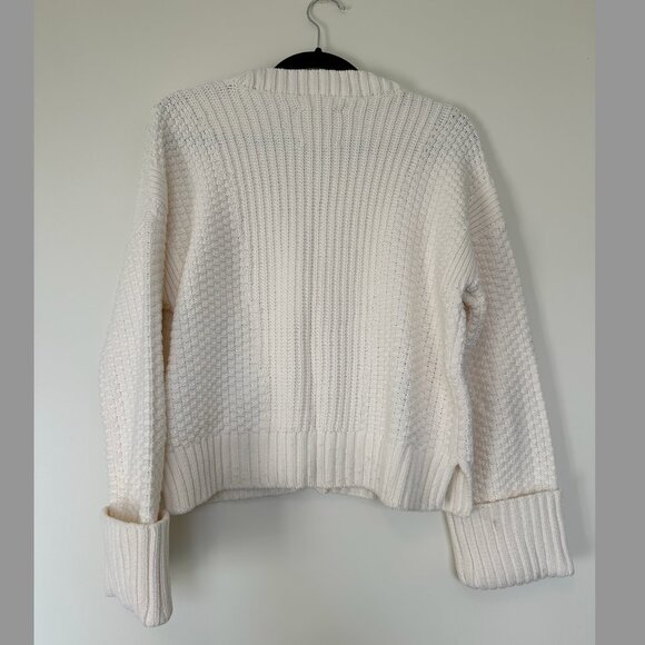 Abercrombie Seed-stitch cardigan with foldover cuffs - Cream - Picture 3 of 4